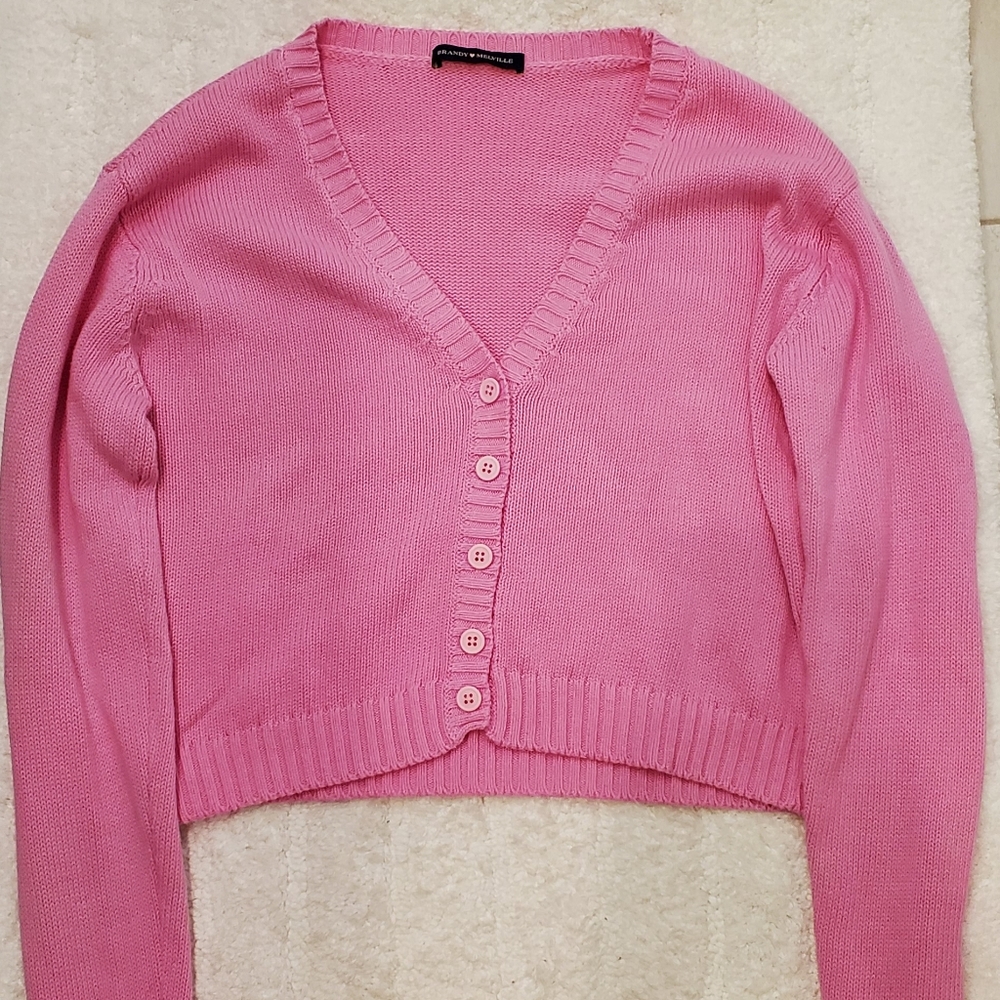 Pink Brandy Melville V-Neck Sweater, One Size